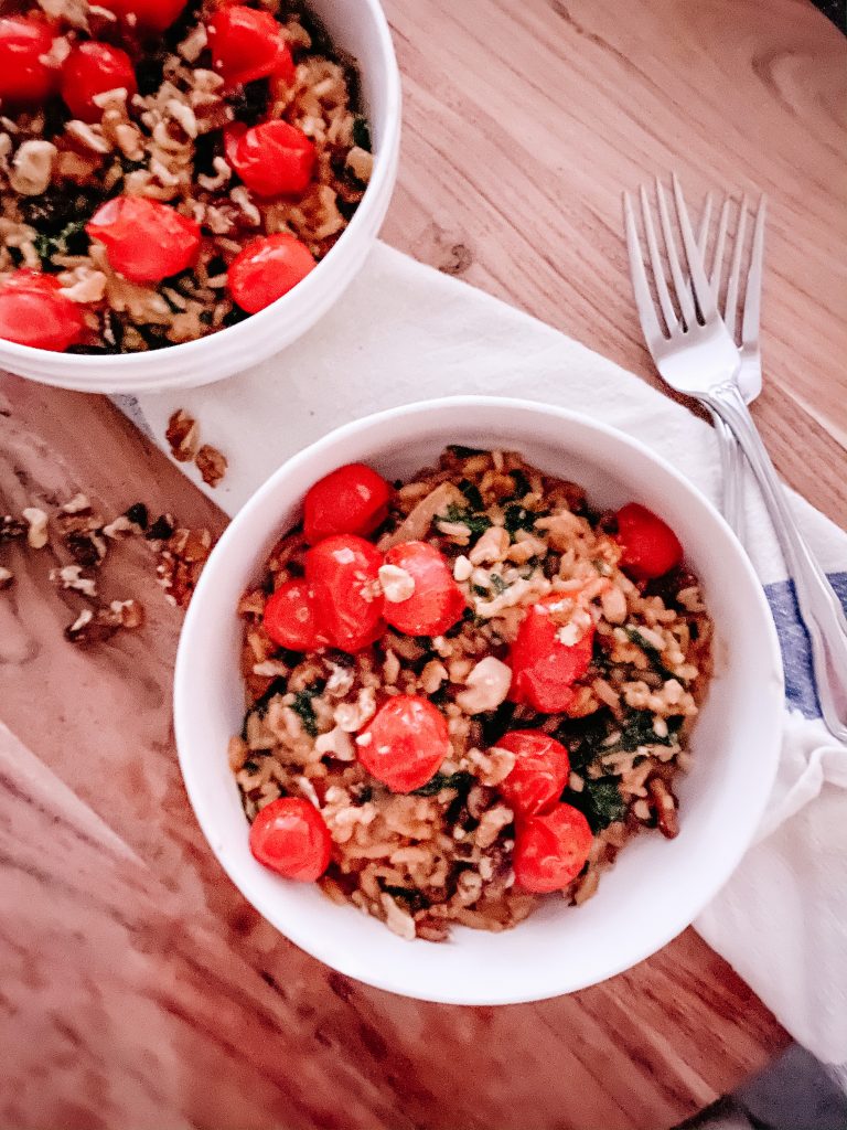 Risotto with Roasted Tomatoes and Kale - Gluten Free and Vegetarian