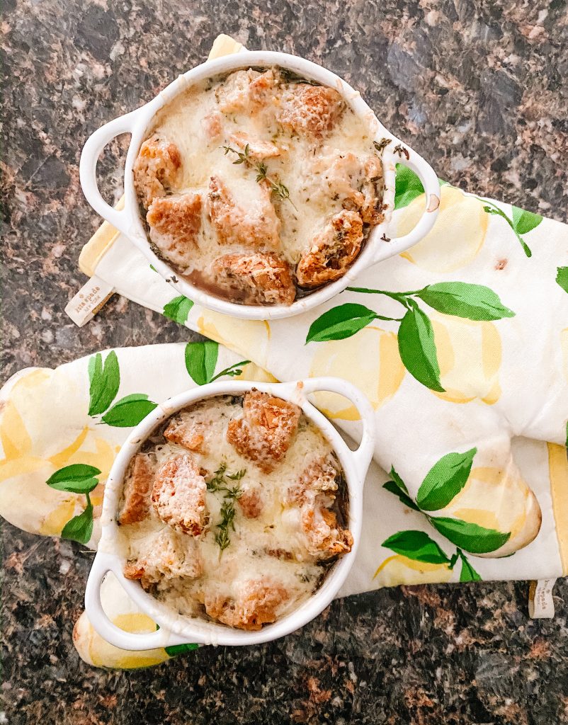 French Onion Soup with Parmesan Croutons (Gluten Free)