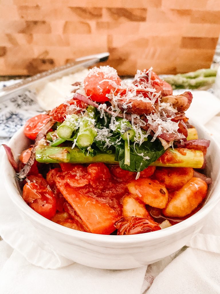 Vegetable Gnocchi with Roasted Balsamic Tomatoes - Gluten Free (Vegan option)